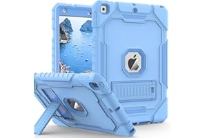 ZoneFoker Case for iPad 9th/8th/7th Generation 2021/2020/2019(10.2 inch), Heavy Duty Military Grade Shockproof Rugged Protective 10.2" Cover with Built-in Stand for iPad 9 8 7 Gen (SkyBlue)