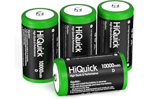 HiQuick D Rechargeable Batteries, 10000mAh 1.2V NiMH Per-Charged D Cell Long Lasting D Size Batteries with Store Boxes(4 Pack)