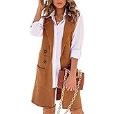 IDEALSANXUN Womens Long Sweater Vest Fall Winter Sleeveless Knit Cardigan Outerwear