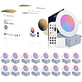 16 Pack Smart Recessed Lighting 4 Inch, Ultra-Thin LED Recessed Lighting 9W 700LM Smart Downlight with Junction Box, Compatible with Alexa/Google Assistant, Hub Included - ETL and Energy Star