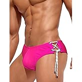 AIEOE Men Low Rise Swim Briefs Quick Dry Athletic Swimsuit Bikini Pouch Swimwear Side Lace Up