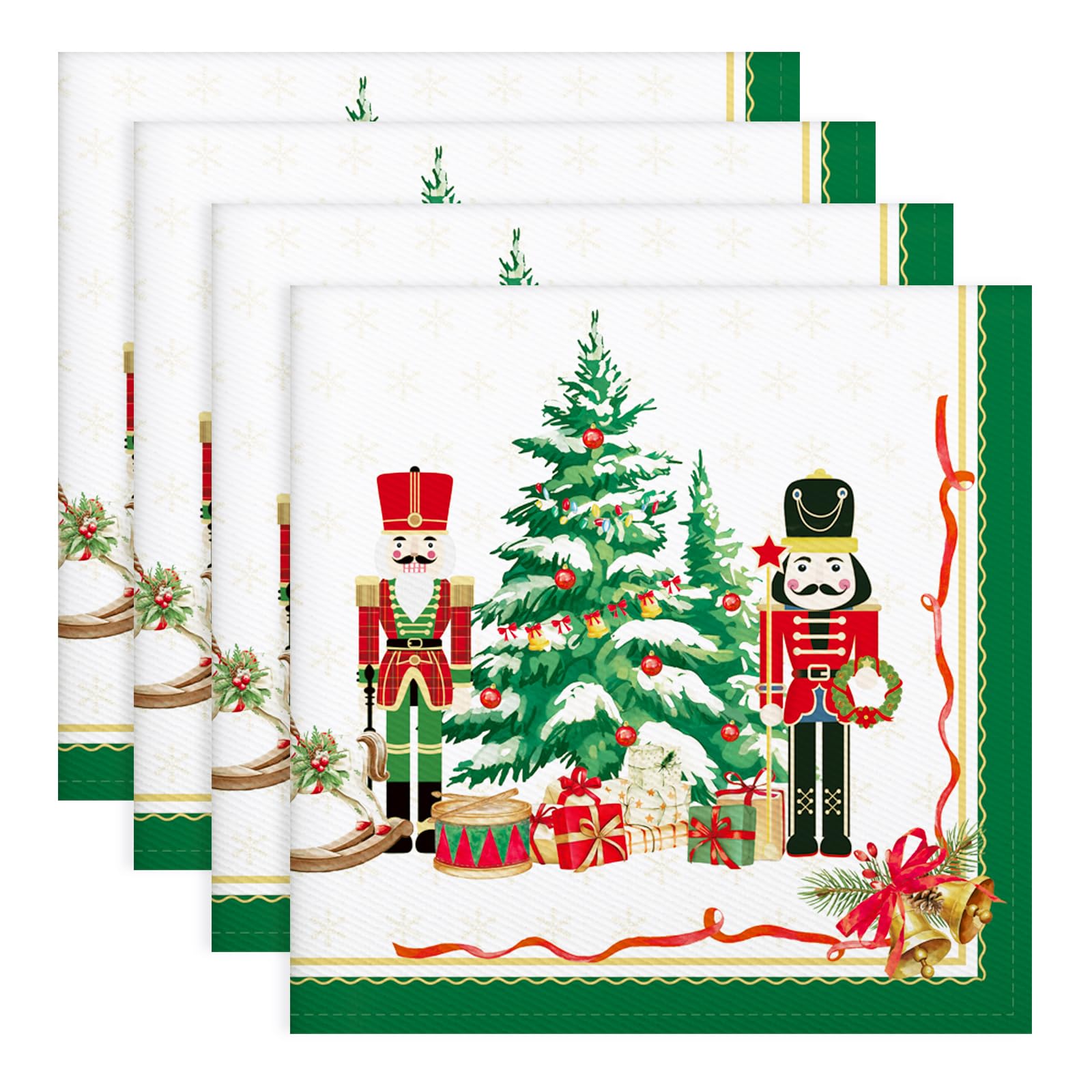 Arquiel Nutcracker Napkins, 45 cm × 45 cm Dinner Cloth Napkins Set Of 4, Washable Cotton Soft Absorbent Square Napkins for Dining Kitchen Party Wedding Decoration — image 1