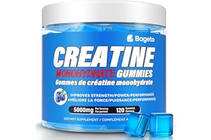 Bageto Creatine Monohydrate Gummies 5000 MG for Men and Women, Sugar Free Vegan Creatine Supplement for Muscle Strength & Rec
