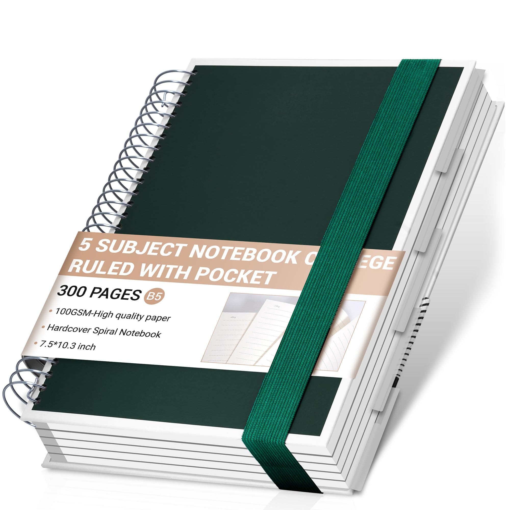 Yoment 5 Subject Notebook College Ruled with 5