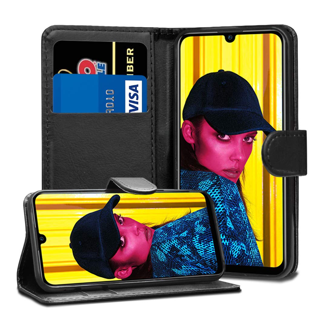 GAPlus Compatible With Huawei P Smart 2019 6.21" Cases - Premium Wallet Leather Flip Case Cover For Huawei P Smart 2019 [Card Holder] [Magnetic Closure] (Black)