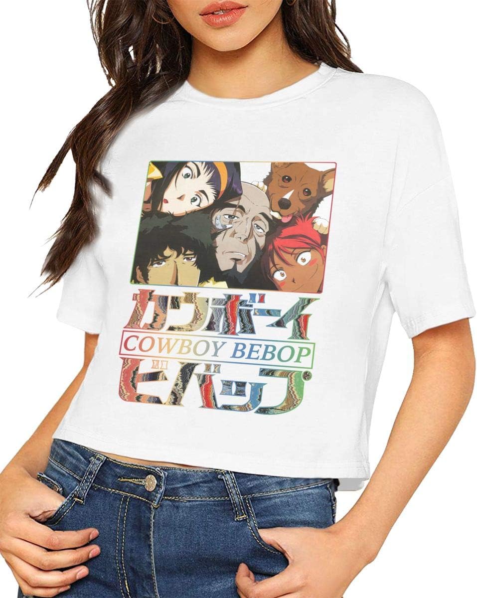 Cowboy Bebop Womans T Shirt Teen Girls Short Sleeve Print Leak Navel T-Shirt