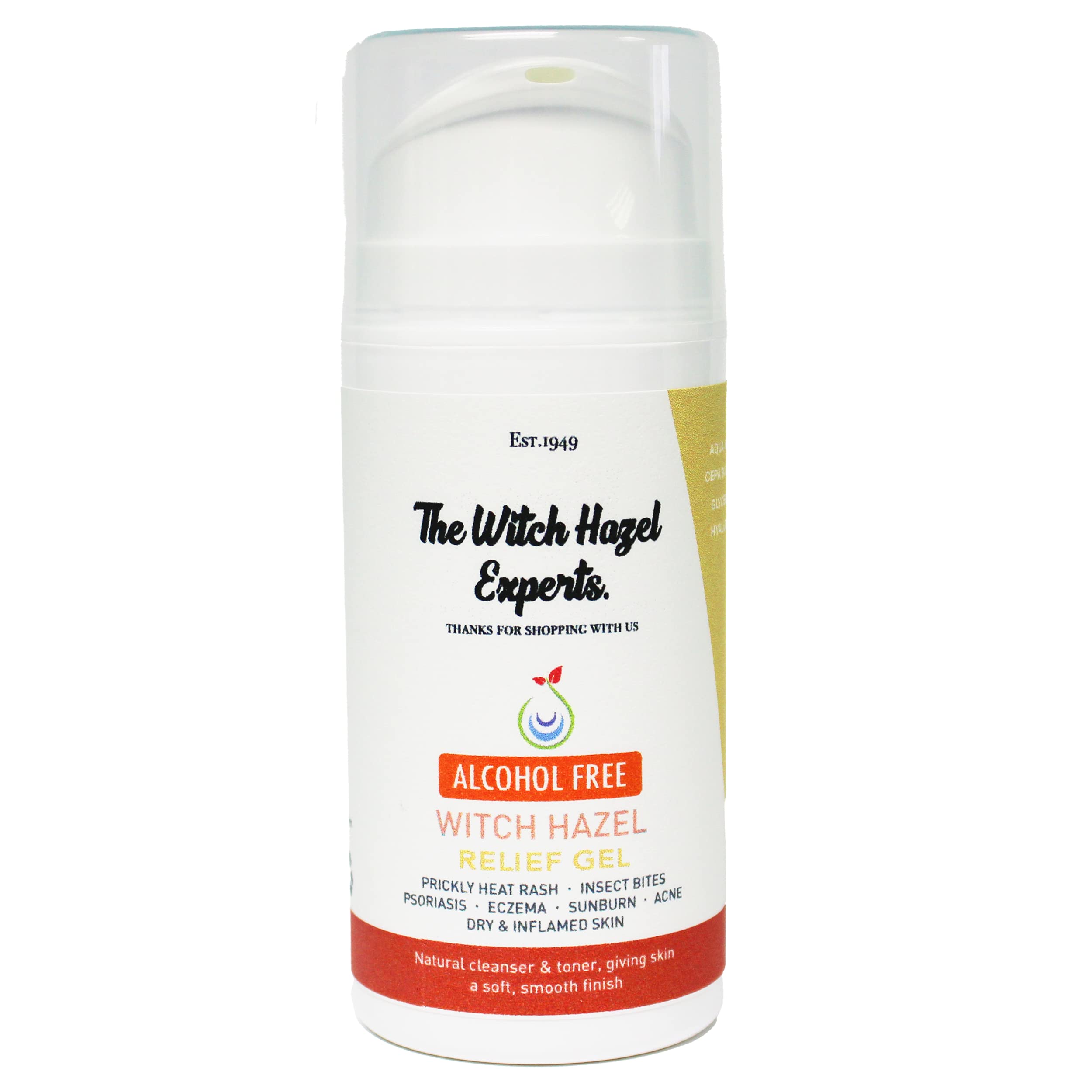 The Witch Hazel Experts | Alcohol Free Witch Hazel & Aloe Vera Gel 100ml | Hydrating Relief Gel for Irritated Skin (Witch Hazel)