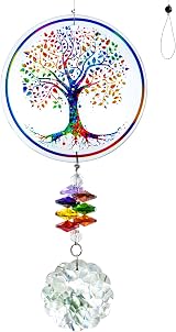 H&D Hyaline & Dora Crystal Rainbow Suncatcher Tree of Life Pendant view 1