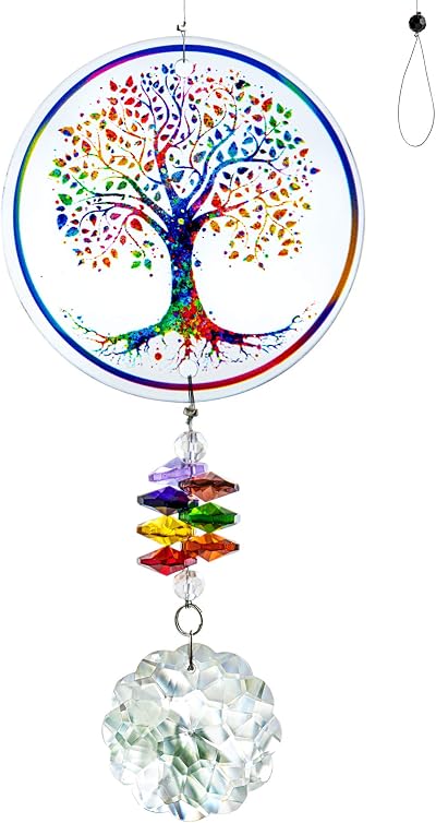 H&D Hyaline & Dora Crystal Rainbow Suncatcher Tree of Life Pendant