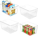 Vtopmart Clear Plastic Storage Boxes 4 Pack with Handles BPA Free