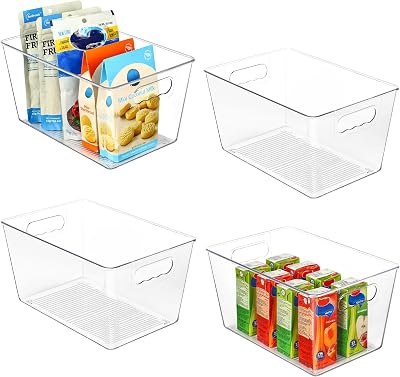 Vtopmart Clear Plastic Storage Boxes 4 Pack with Handles BPA Free