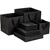 Yesland 30 Pack Black Kraft Paper Square Gift Bags, 3 Sizes with Ribbon Handles, Reusable Large Retail Business Packaging Bags for Goodie Party Wedding Present (10'', 8'', 6'')
