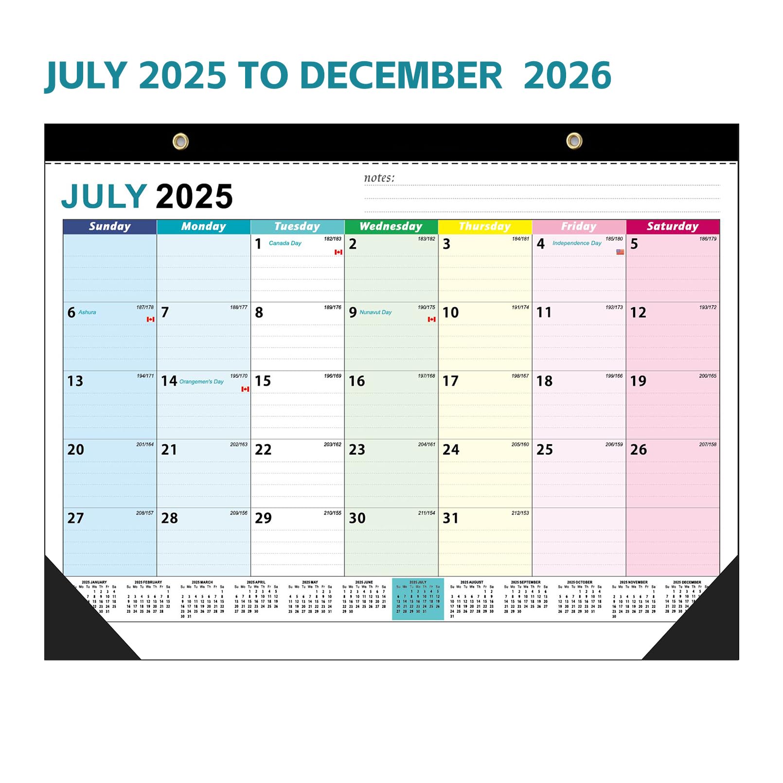Photo 1 of Calendar 2025-2026, 18 Monthly Large Desk Calendar, Jul. 2025 – Dec. 2026, 22" x 17", Desktop Monthly Planner with Corner Protector, Large Ruled Blocks - Colorful Lump