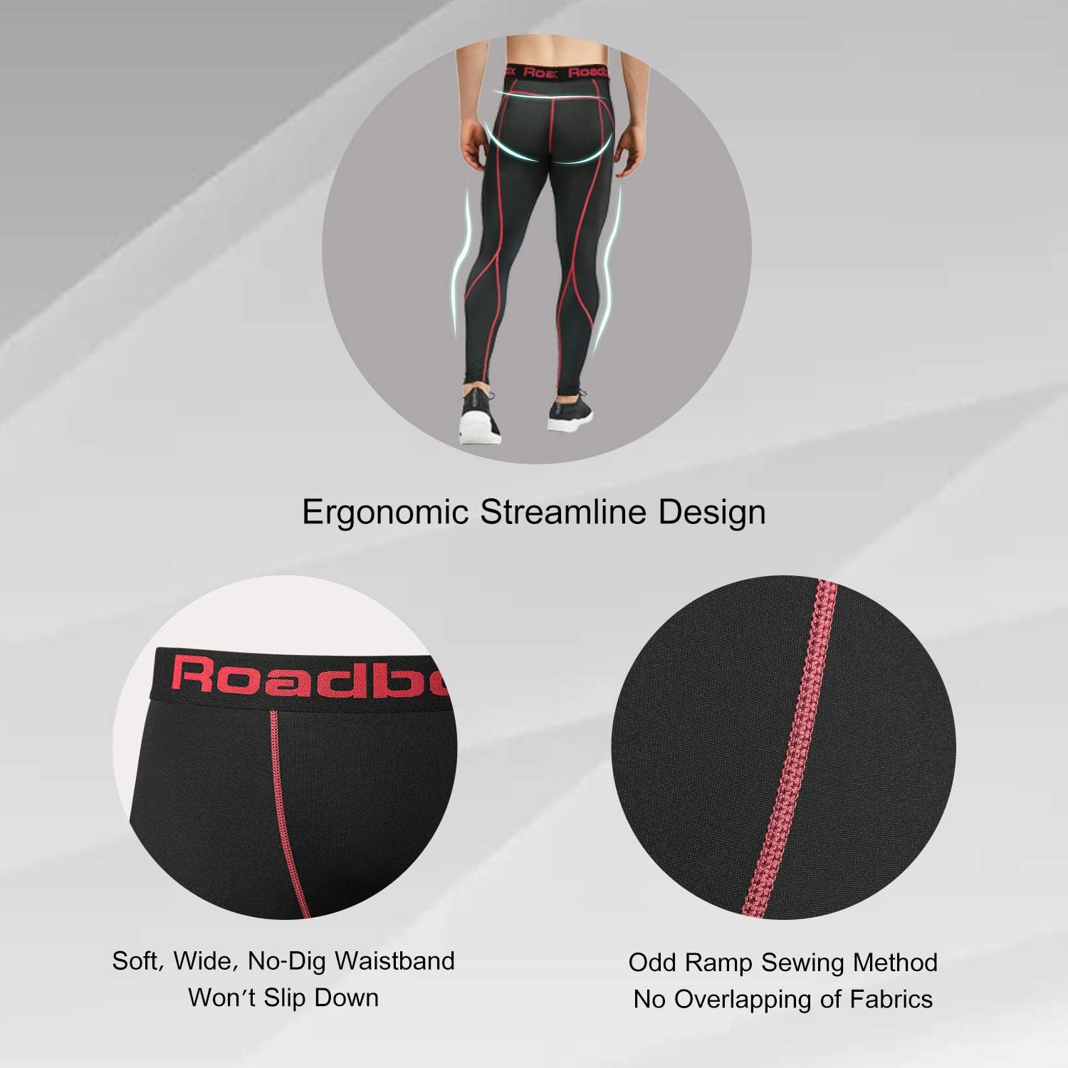 Roadbox Men's Compression Pants Base Layer Cool Dry Tights Leggings : Clothing
