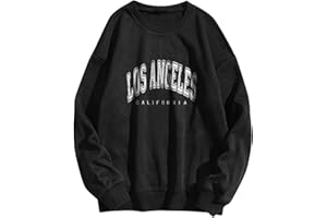 Cxquxse Women'S Oversized Sweatshirt Los Angeles California Graphic Crewneck Long Sleeve Casual Loose Pullover Tops