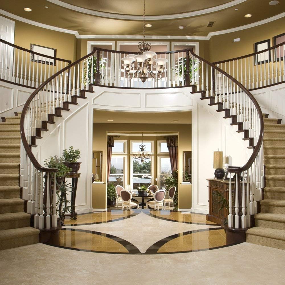 EdCott 10x20Ft(300X600CM) Seamless Villa Double Stairs Vinyl Photography Backdrop Photo Background Studio Prop PGT004A