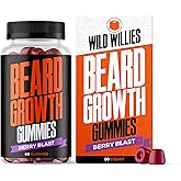 Wild Willies Beard Growth Gummies Supplement for Men - with Biotin & 19 Vitamins for Stronger, Thicker Facial Hair - 60 Gummies