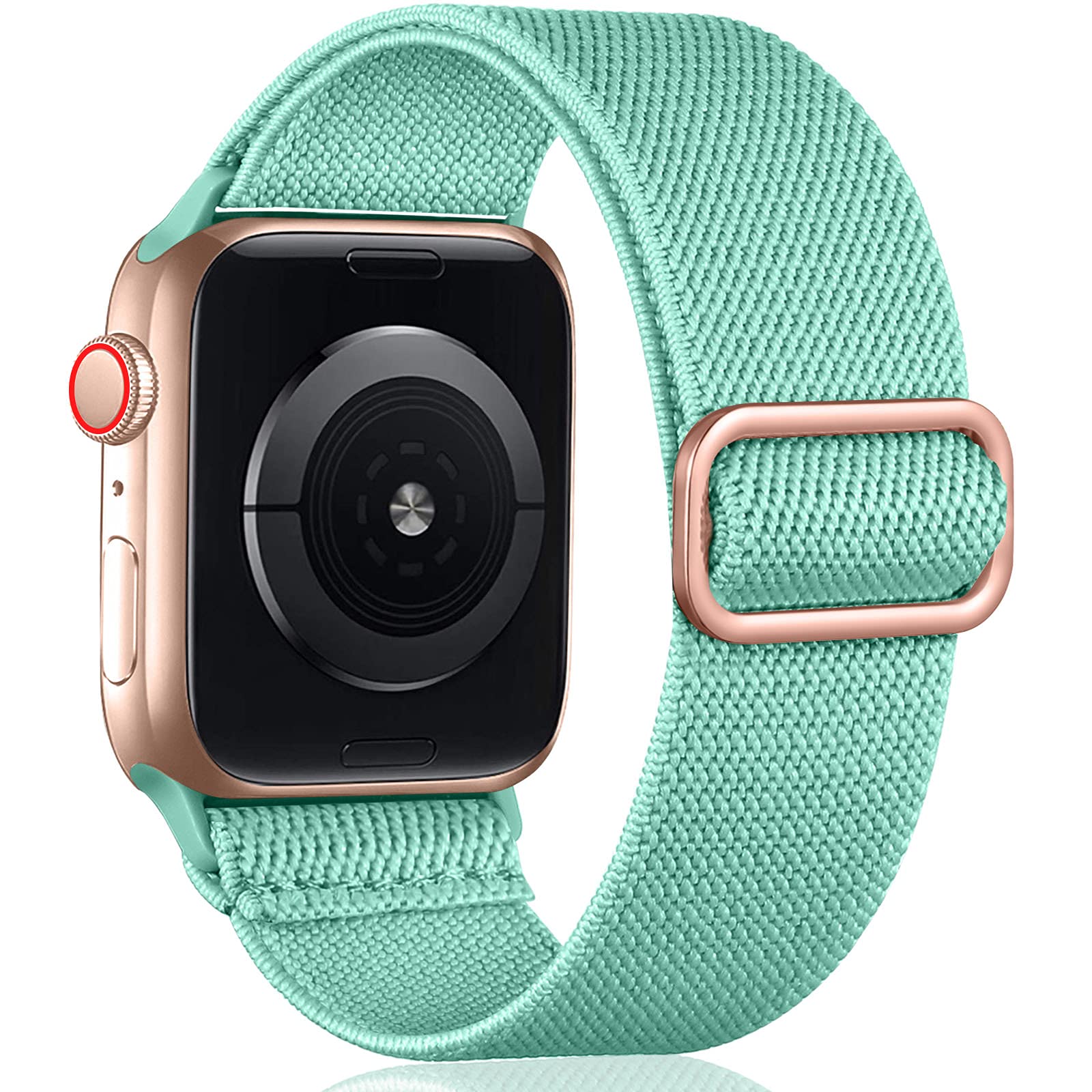 Oielai Solo Loop Straps Compatible with Apple Watch Strap 38mm 40mm 41mm 42mm, Adjustable Stretch Nylon Sport Replacement Band for iWatch Series 11 10 9 8 7 6 5 4 3 2 1 SE, Turquoise Green — image 1