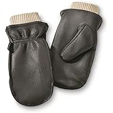 Guide Gear Men's Waterproof Genuine Deerskin Leather Mittens Lined with Wool Liner Mitts, Windproof for Wood Chopping