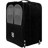 PNEUICALLY Large Shoe Bags for Travel, Holds 3 Pairs of Shoes, Portable Dance Shoe Storage Pouch, Sneaker Storage Bag (Black)