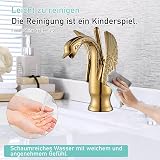 Suguword Gold Swan Basin Faucet Washbasin Mixer Tap Brass Chrome H59A view 2