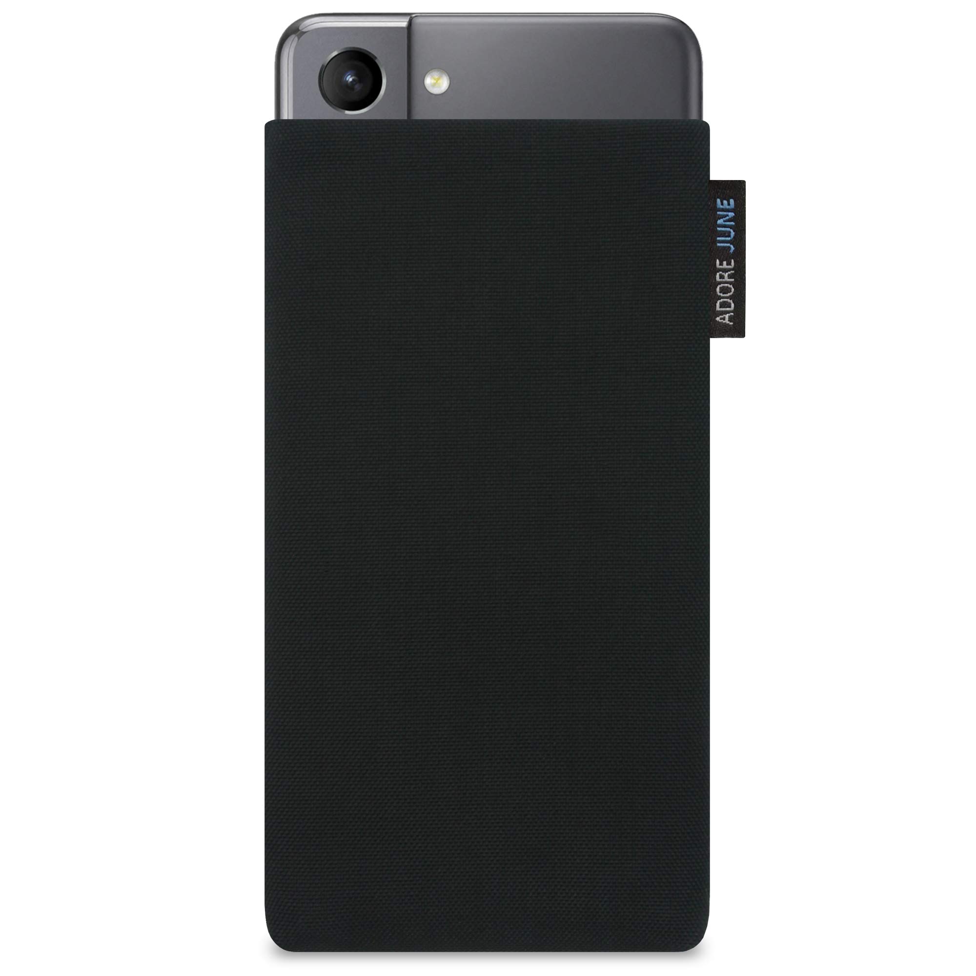 Adore June Classic black case compatible with Galaxy S21 mobile phone case made of durable Cordura fabric with display cleaning effect, made in Europe