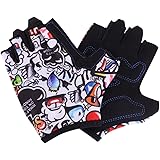 ITODA Kids Fingerless Sports Gloves Full Palm Protection & Extra Grip Non-slip Breathable Shockproof Short Cycling Gloves with Protection Gel Pad for Children Riding Bicycles & Skateboards