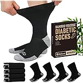 NOLUNT Diabetic Socks for Men,4 Pairs Crew Diabetic Neuropathy Socks for Men Size 9-11/10-13/13-15.