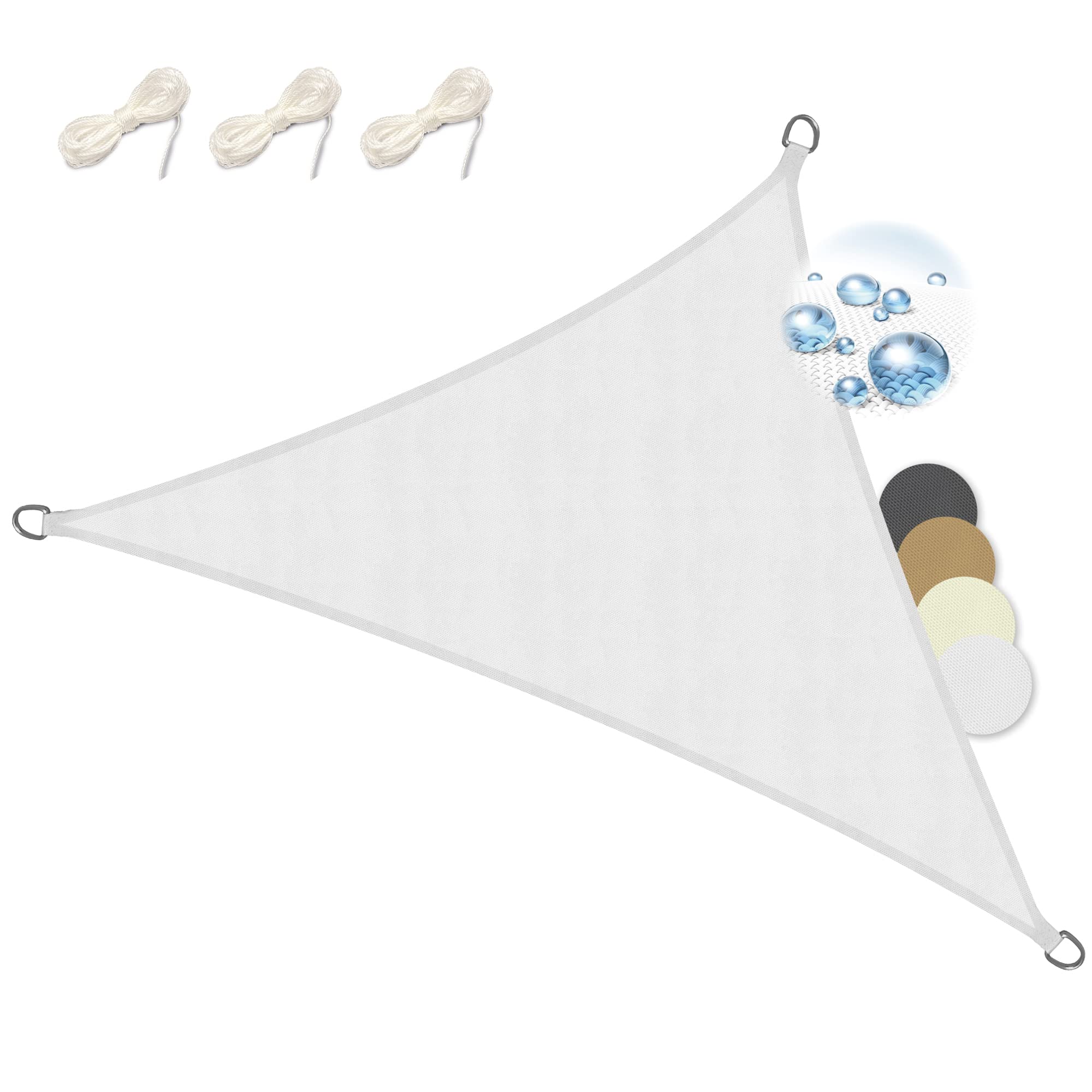 Sol Royal Triangle Sun Shade Sail 6x4,2x4,2 m PES Breathable & UV-light resistant Sun Shades for Garden Sail Canopy Waterproof Terrace Balcony & Pool - 600x420x420 cm White - SolVision PS9