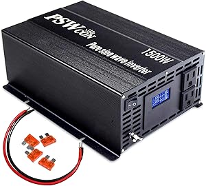 PSWCON Power Inverter Pure Sine Wave Inverter1500 Watt 12V dc to ac 110V 120V Converter Peak 3000W Off Grid Solar System for Home Use, RV