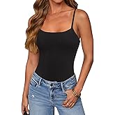 REORIA Women's Sexy Square Neck Adjustable Strap Bodysuit Sleeveless Backless Corset Tops Going Out Outfits
