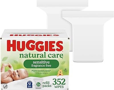 Huggies Natural Care Sensitive Baby Wipes, Unscented, Hypoallergenic, 99% Purified Water, 2 Refill Packs (352 Wipes Total)