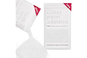 TORC White Glitter Paint Additive - Multi-Size Glitter Powder for Acrylic Paint, Walls, Wood Furniture & Crafts (200g/7oz) - Interior/Exterior Use on All Finishes