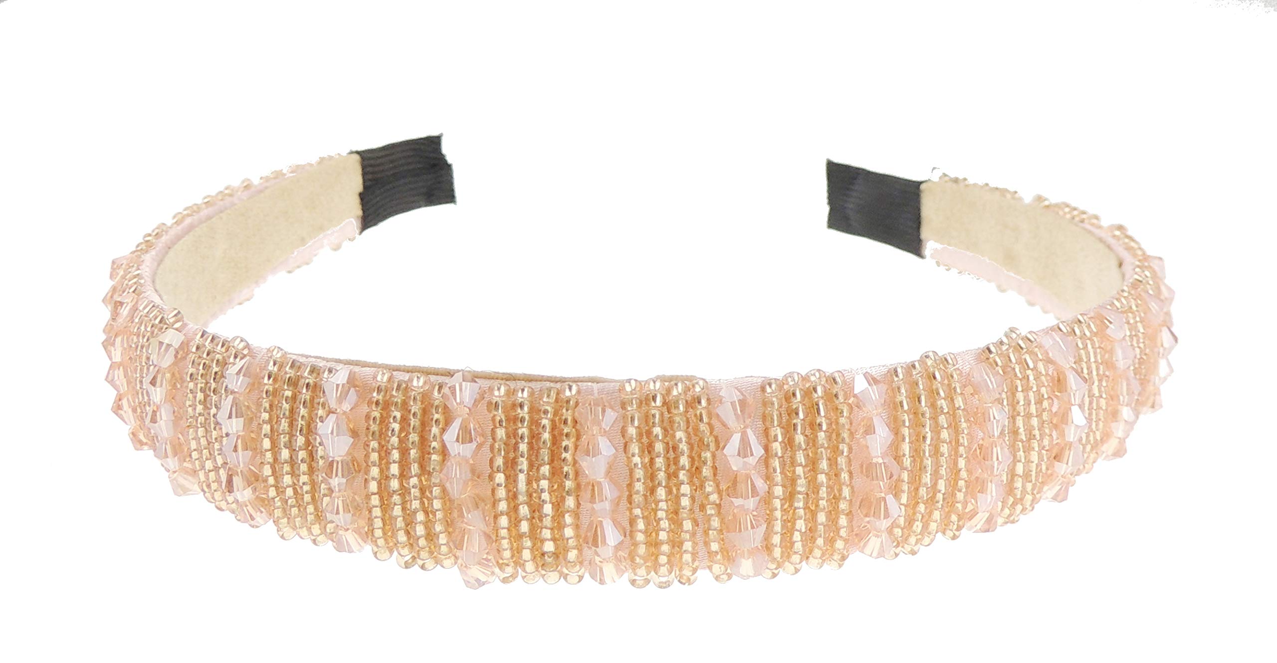 Womens Sparkly Beaded Jeweled Embellished Crystal Birthday Party Wedding Bridal Special Occasion Hair Accessories Narrow 2cm Short Long Hair Headband Alice Band Hairband Pink