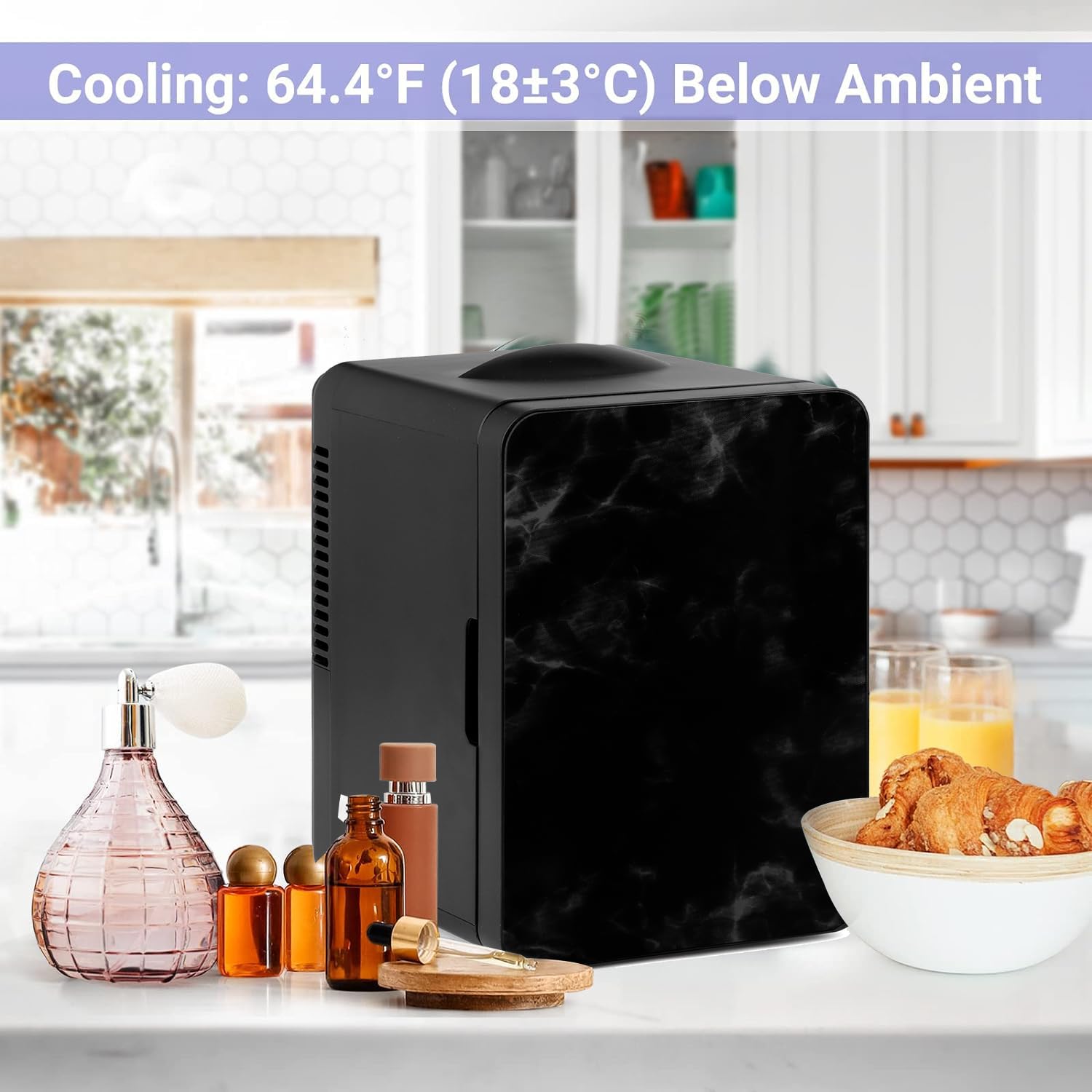 Living Enrichment Mini Fridge 4L Skincare Fridge, AC 120V DC 12V Portable Small Refrigerator Cooler and Warmer for Skin care, Drinking, Bedroom, Travel and Car, Birthday Gifts