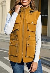 PESION Womens Packable Utility Vest Drawstring