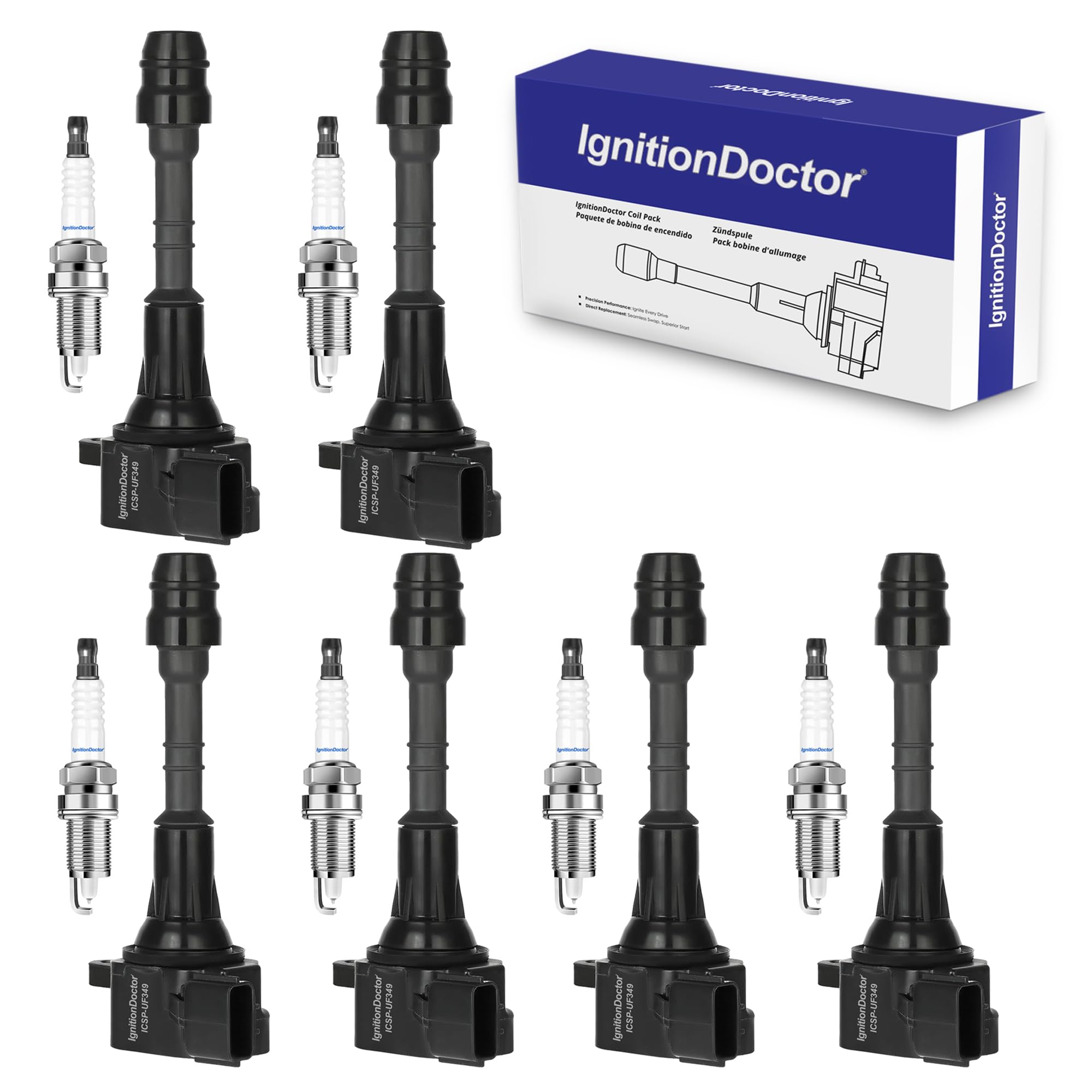 IgnitionDoctor Pack of 6 Iridium Spark Plugs & Coils for 2002-2012