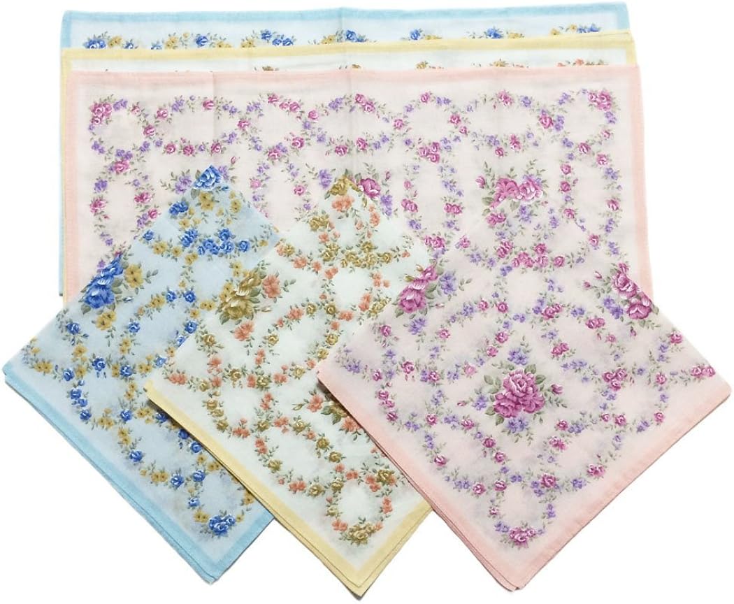 OWM Handkerchief Dozen Floral Classic Women Handkerchiefs Set (Cotton 16" X 16" r at Amazon
