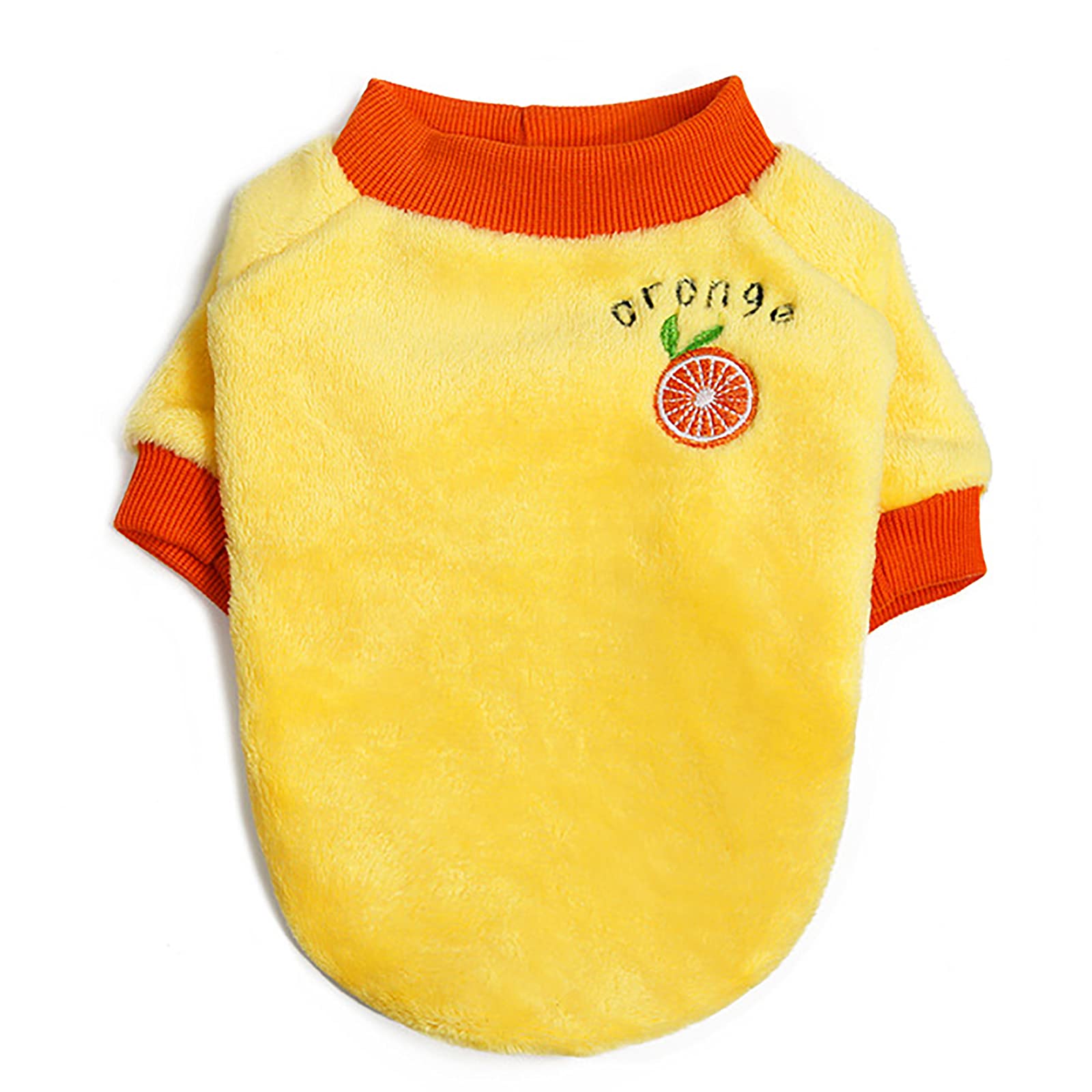 Dog Sweater Dog Clothes Fleece Dog Woolen Sweater Winter Warm Coat Fruit Pajamas Fleece Sweater for Small Dog Medium Dog Cat Yellow XL