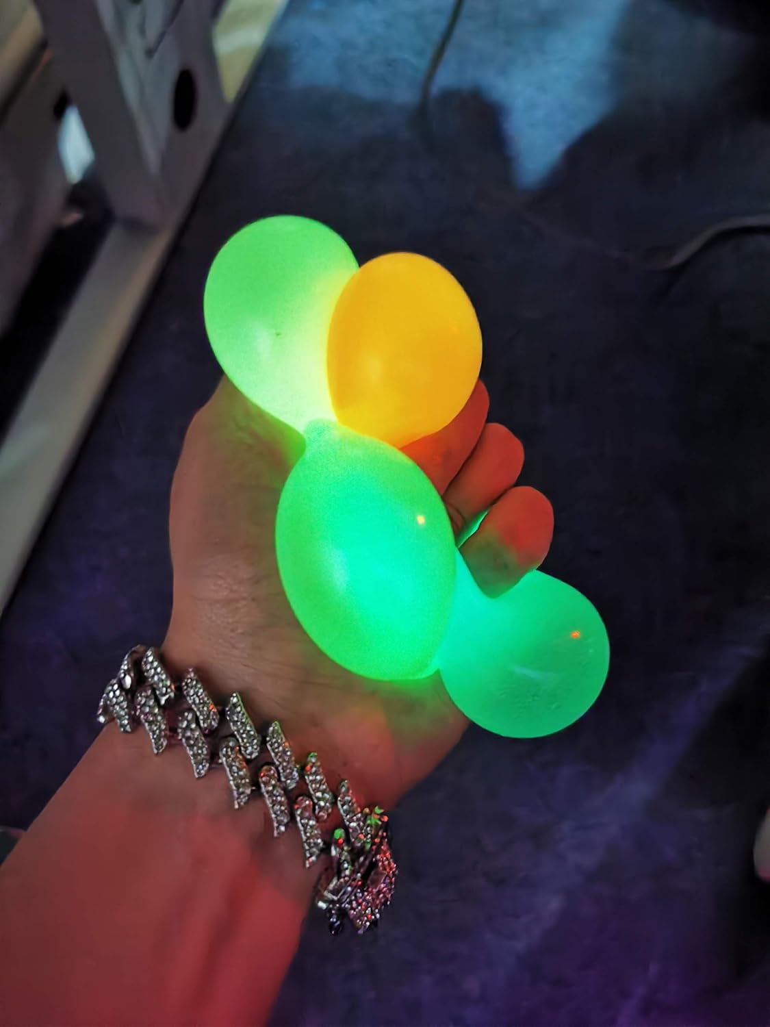 4 Pcs Fluorescence Squishy Sticky Balls for Kids, Luminescent Sticky Balls That Stick to Wall Stress Relief Toys for Kids and Adults Tear-Resistant, Non-Toxic, Fun Toy for ADHD, OCD, Anxiety: Health & Personal Care