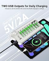 EBL 8 Bay Battery Charger with USB Ports 2800mAh AA Rechargeable Battery Set view 4