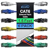 Cat6 Patch Cables 1.5 Feet (6 Pack), Cat 6 Ethernet