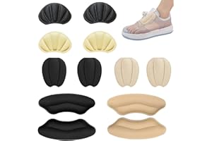 Heel Pads 6 Pairs – Black & Beige Self-Adhesive Shoe Inserts – Cut-to-Fit Cushions for Heel, Ball & Tongue Support in Flats, 