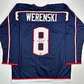 Facsimile Autographed Zach Werenski Columbus Blue Reprint Laser Auto Hockey Jersey Size Men's XL