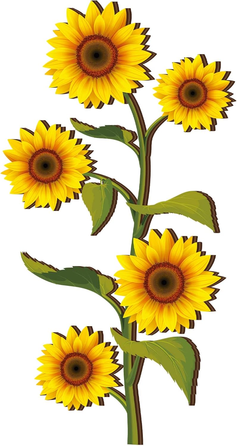 Plaques & Wall Art - Wooden Sunflower Wall Decor Hanging Sunflower Outdoor Decor Rustic Flower Wall Art Yellow Large Farmhouse Wooden Signs for Indoor Bathroom Porch Patio Bedroom Accessories (Sunflower)