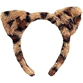 JazSwirl Cheetah Ears, Furry Leopard Print Cat Ears Headband for Adult, Cheetah Ears Headbands for Women, Leopard Ears Headband, Halloween Cat Ears