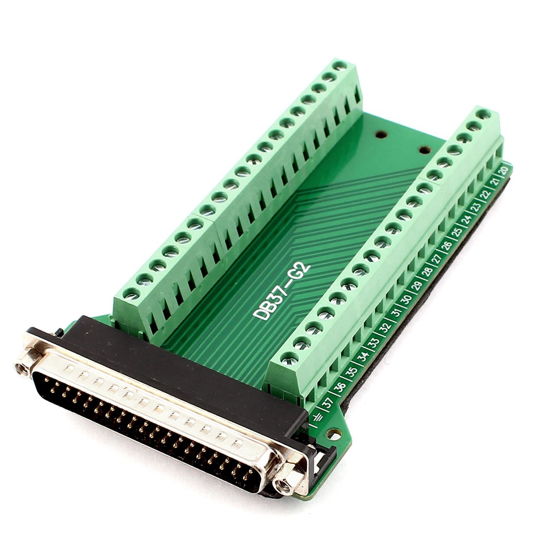 sourcing map DB37 D-SUB Male Adapter to 37Pin Terminal Two Row Screw Breakout Board