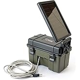 HME Trail Camera 12V/Solar Auxiliary Power Pack Durable Weather-Resistant Housing Easy Installation &amp; Versatile Compatibility, Black