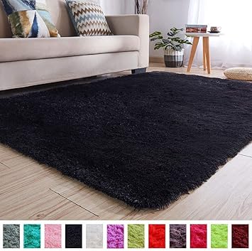 Amazon Com Pagisofe Black Fluffy Shag Area Rugs For Bedroom 3x5 Soft Fuzzy Shaggy Rugs For Girls Bedroom Kids Room Carpet Furry Throw Dorm Rug Furniture Decor