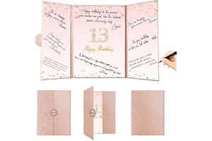 Crenics Rose Gold 13th Birthday Decorations, Creative 13th Birthday Guest Book Alternative, Large 13th Birthday Signature Book 12" x 18", Great 13 Years Old Birthday Gifts for Girls